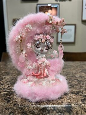 Skull Panda Customized Pink Floral Fantasy Doll Display